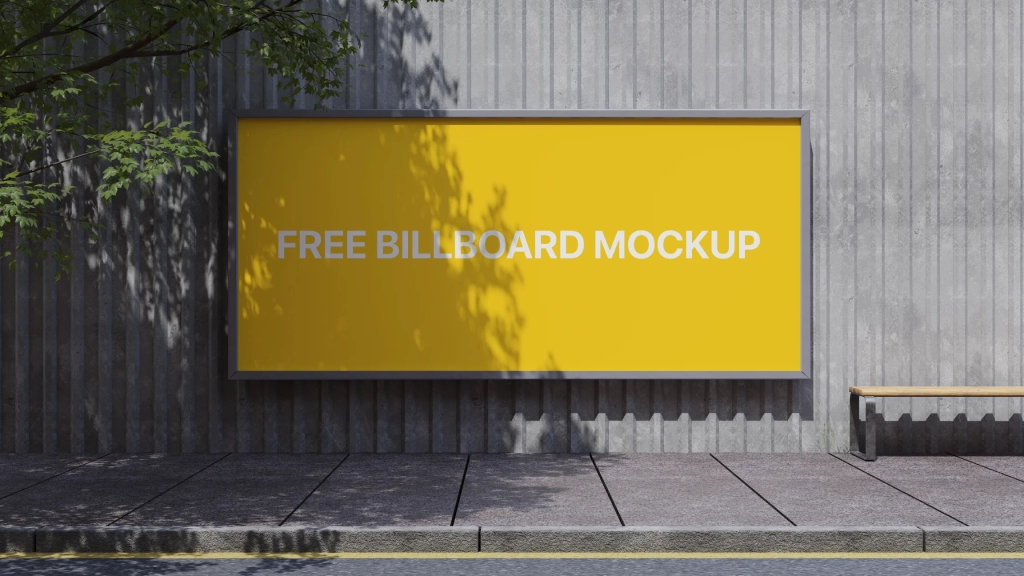 Free Wide Street Billboard mockup 8K Resolution